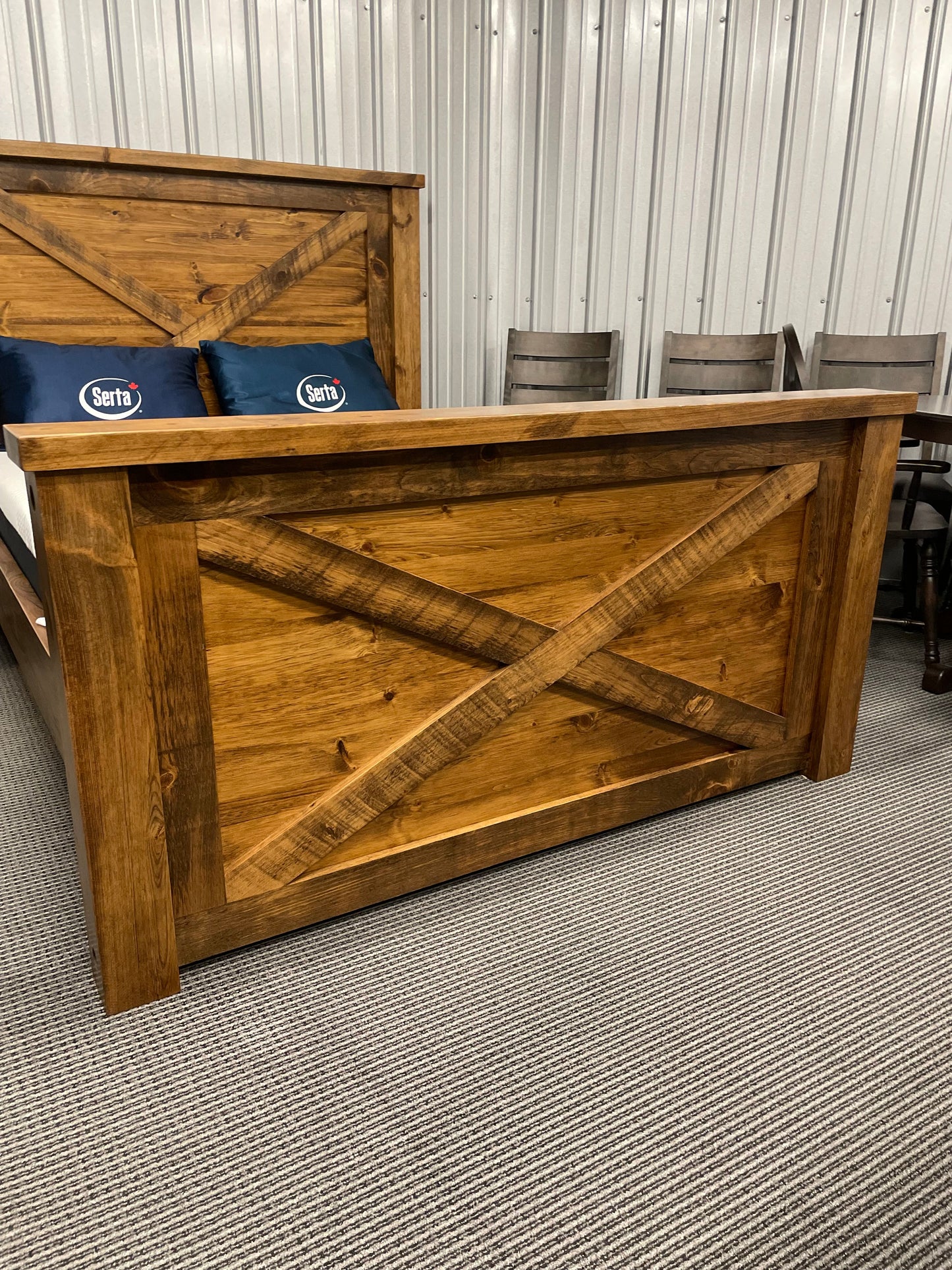 R249P Rustic Pine Barn Door Queen Bed in Black Walnut Finish S-494