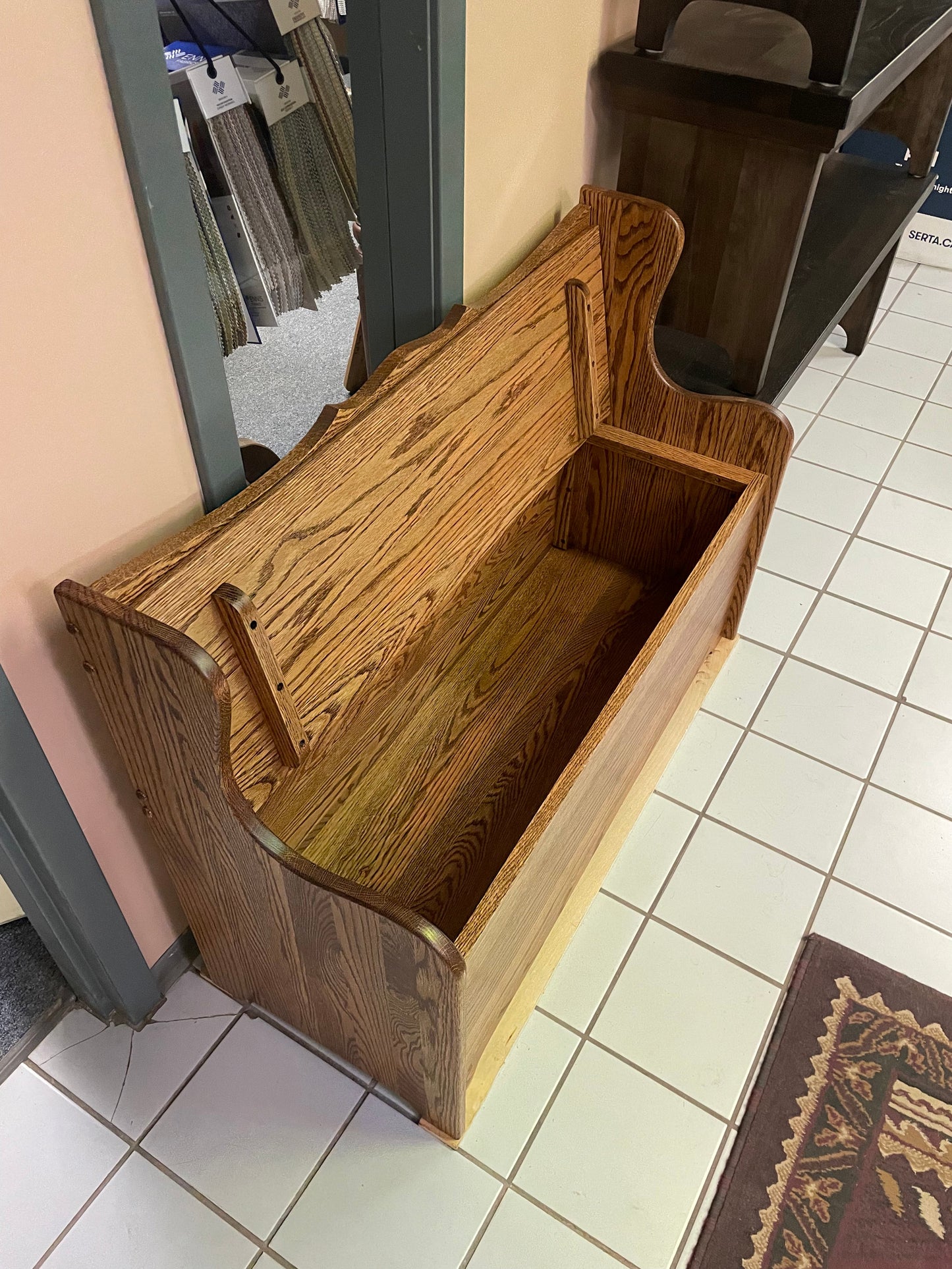 Smooth Oak 100 Traditional Deacons Bench with Storage in Black Walnut Finish S-534