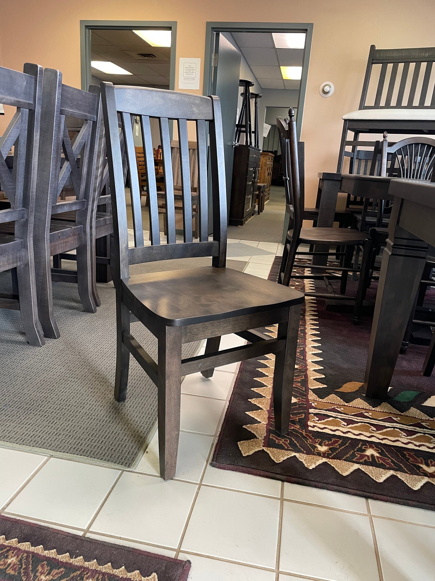 Rustic Pine R431P Harvest Table and 6 Scholar Chairs in Ebony Finish S-545