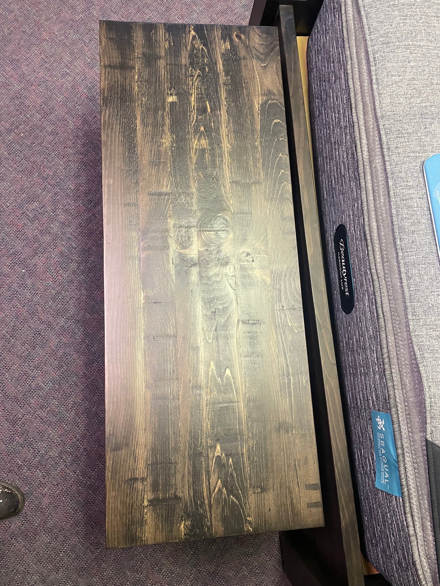 Smooth Birch 782B Bench with Rustic Pine Seat in Ebony Finish S-550