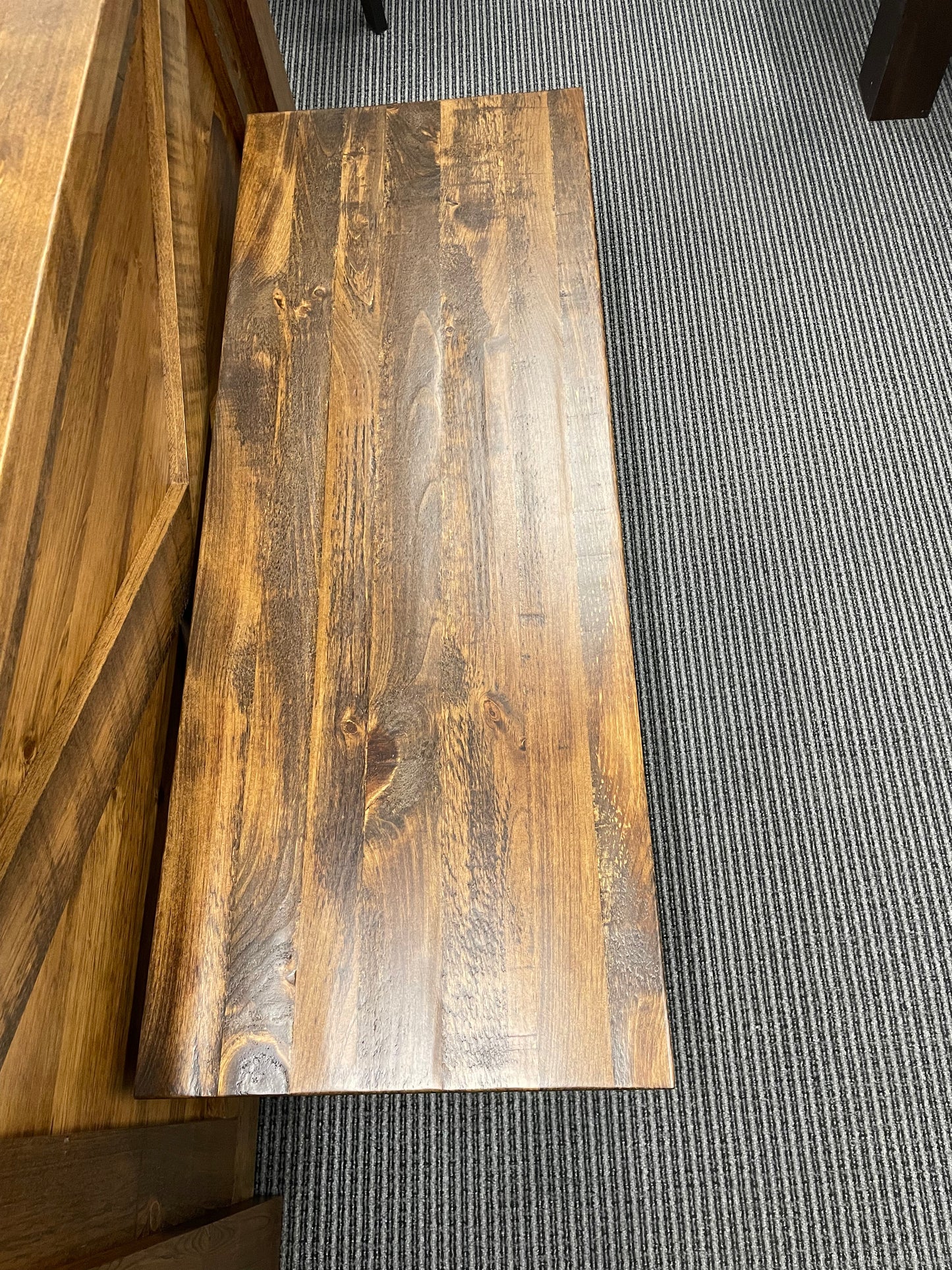 Smooth Birch 782B Bench with Rustic Pine Seat in Black Walnut Finish S-554