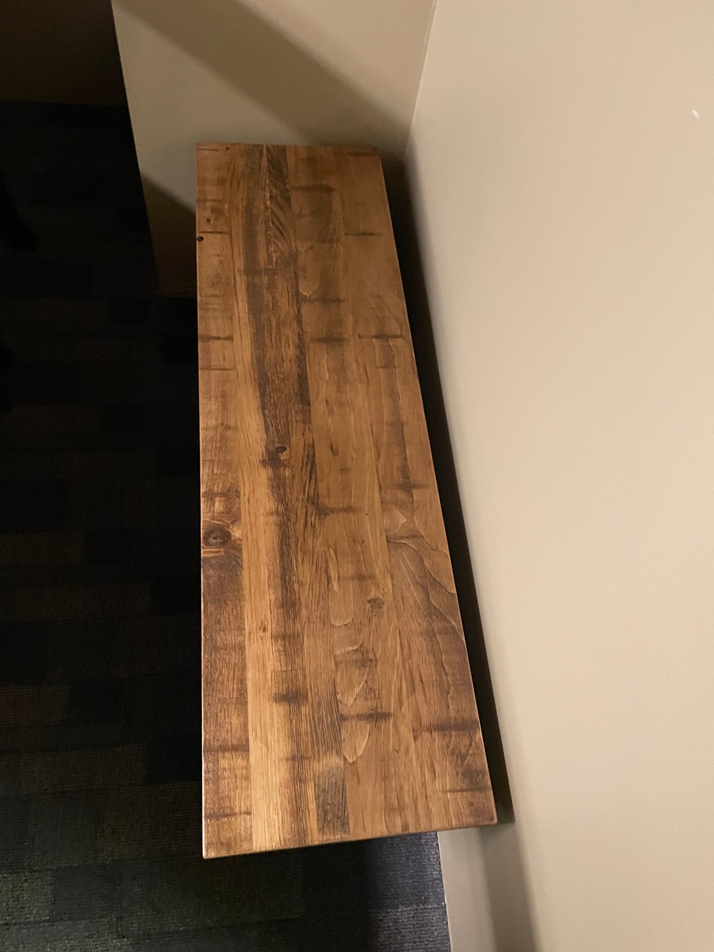 Rustic R082P Bench with Rustic Pine Seat & Smooth Birch Bottom in Black Walnut Finish S-587