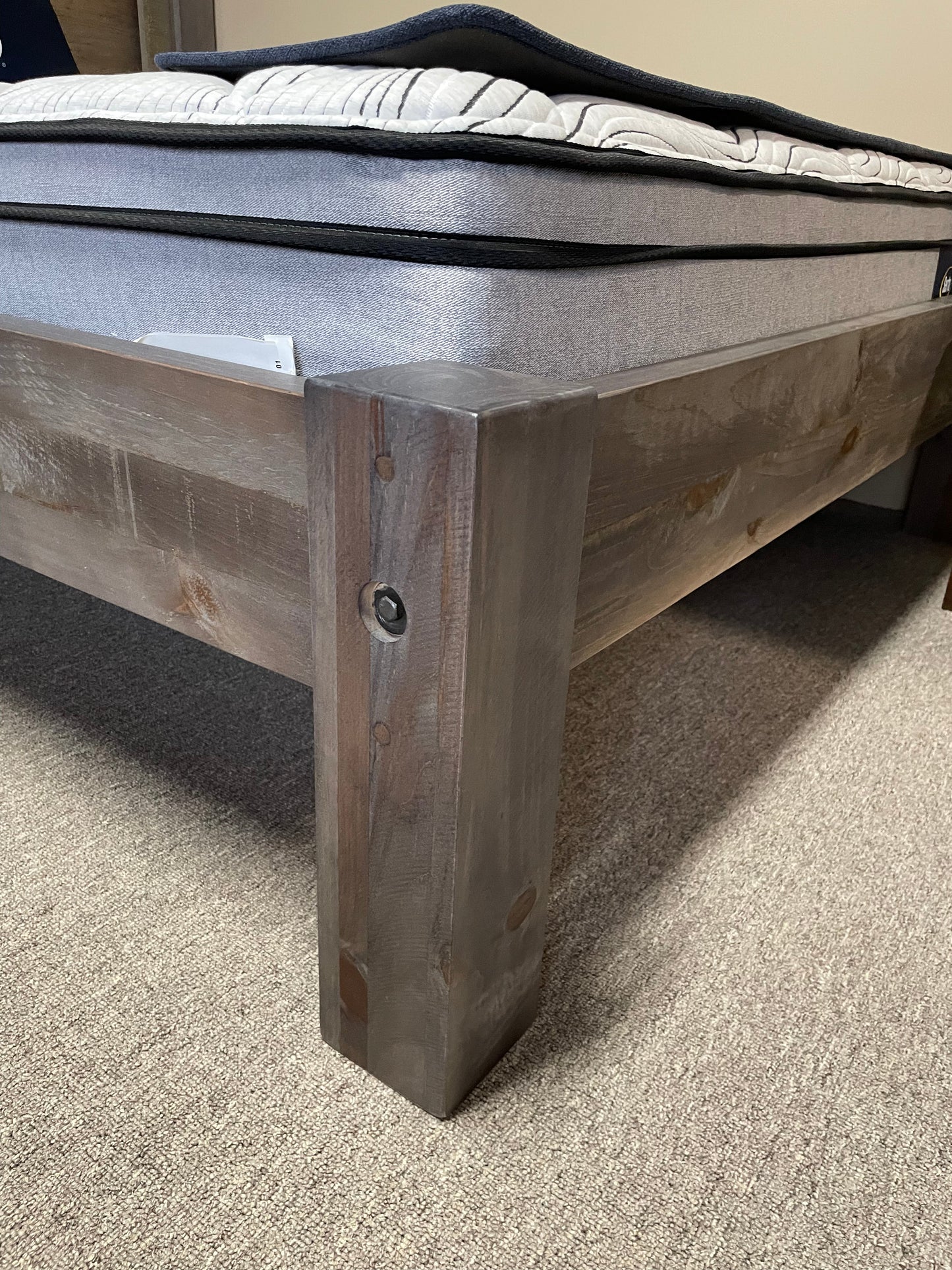 R249P Rustic Pine Barn Door Queen Bed in Ash Finish S-564