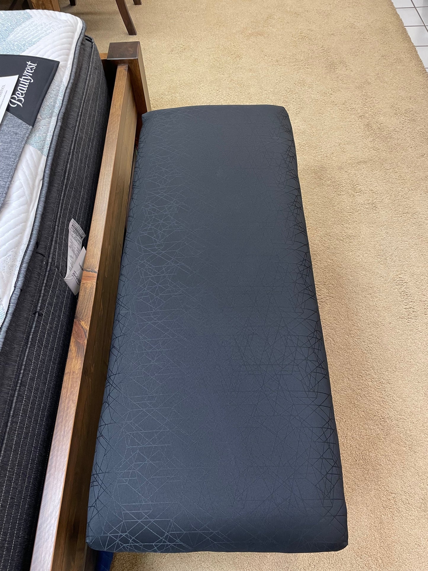 Smooth Birch 782B Bench with Upholstered Seat in Guinness Finish S-208