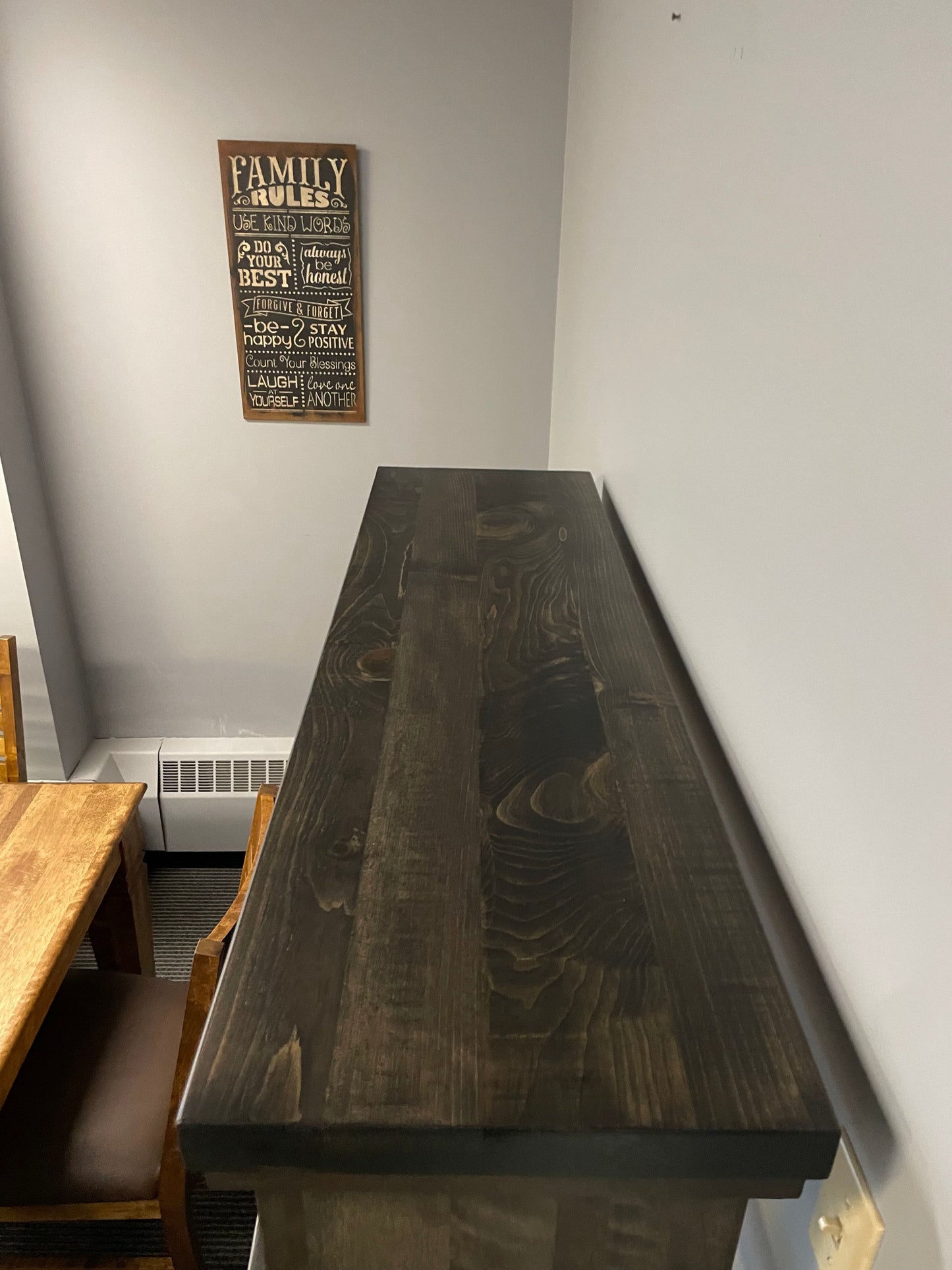 Rustic R082P Bench with Rustic Pine Seat & Smooth Birch Bottom in Ebony Finish S-206