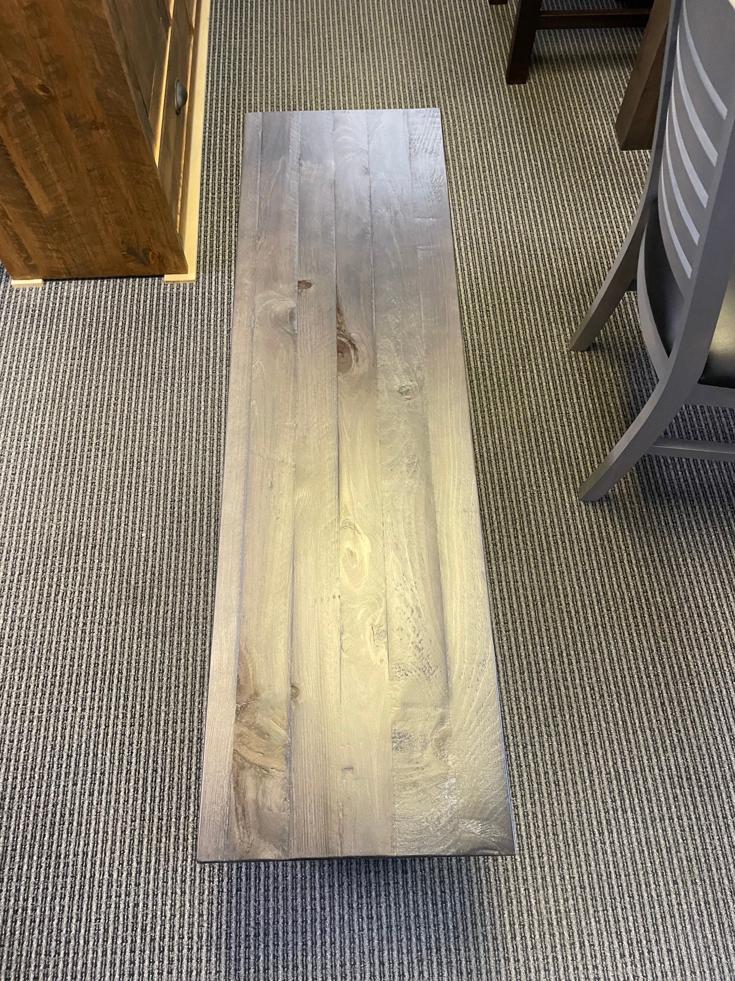 Rustic R082P Bench with Rustic Pine Seat & Rustic Birch Bottom in Smoke Finish S-202