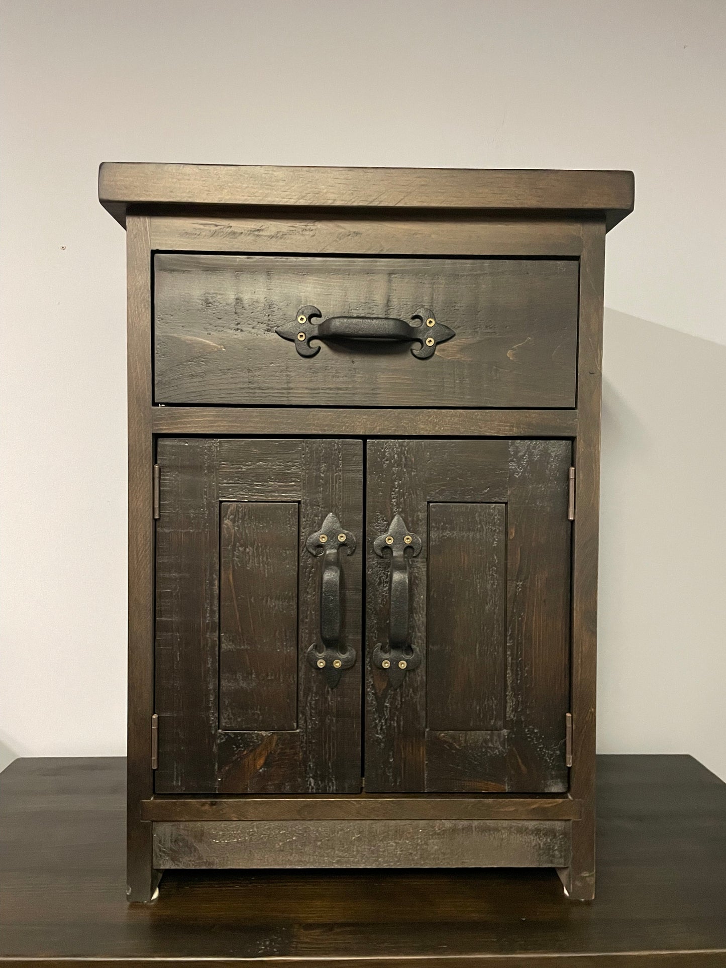 R162P Rustic Pine 1 Drawer & 2 Door Nightstand 1 Available in Guinness Finish S-737