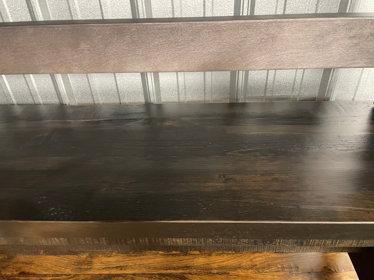Rustic R082P Bench with Rustic Pine Seat & Rustic Birch Bottom in Guinness Finish S-205