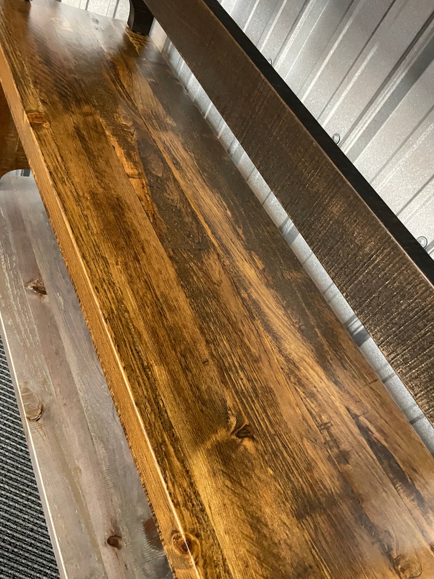 Rustic R082P Bench with Rustic Pine Seat & Rustic Birch Bottom in Black Walnut Finish S-203