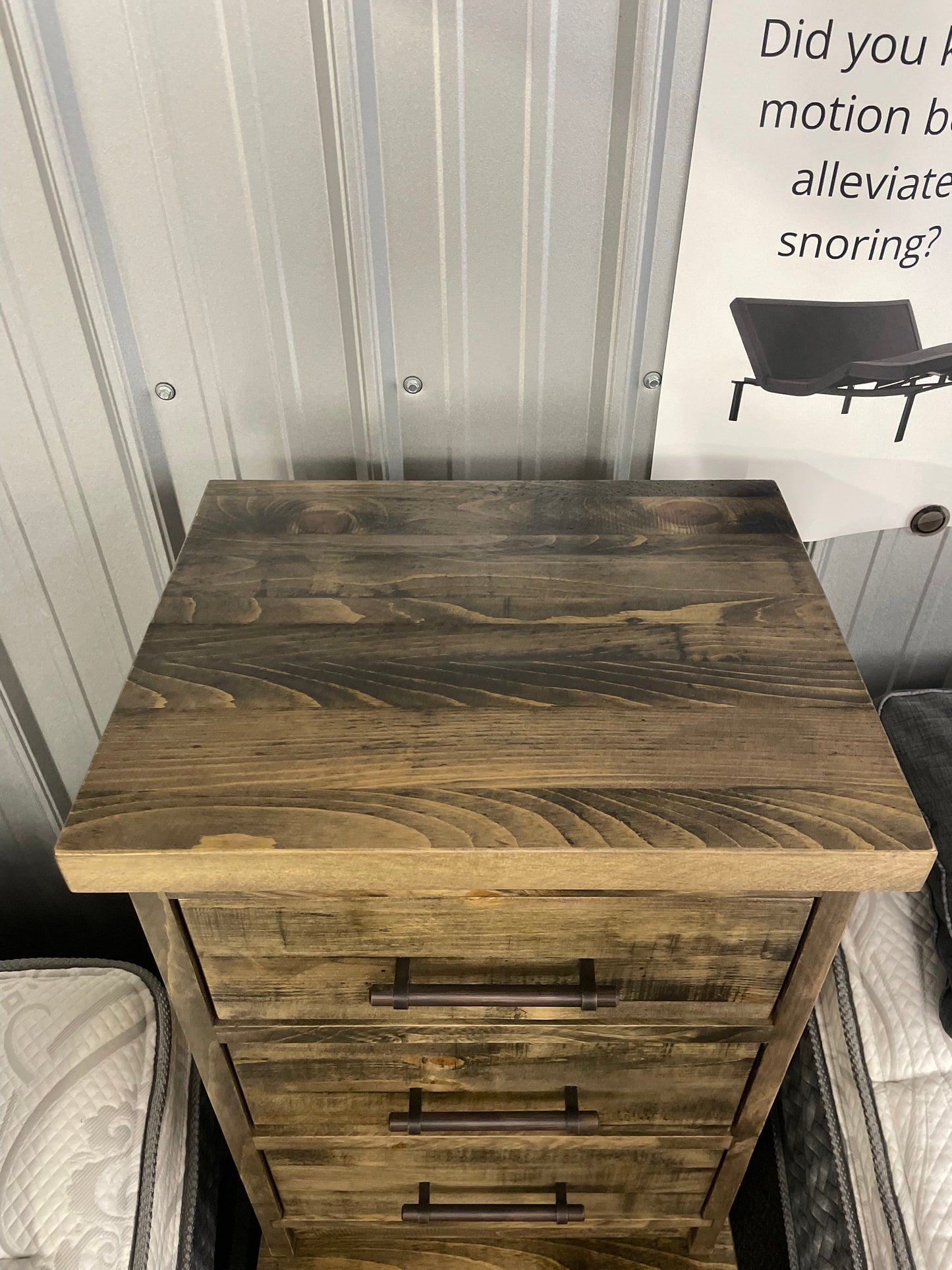 R163P Rustic Pine 3 Drawer Nightstand in Lowry Finish S-748