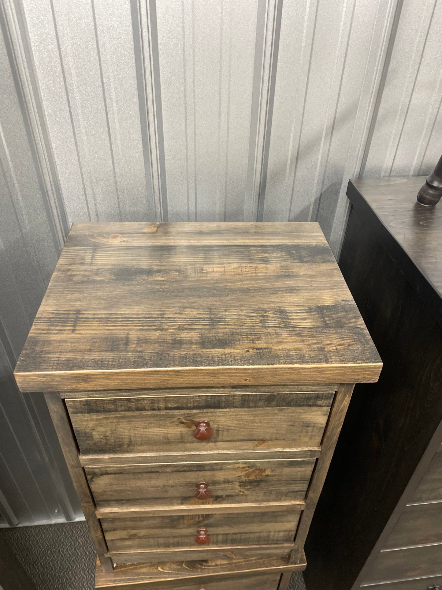 R163P Rustic Pine 3 Drawer Nightstand in Rome Finish S-749