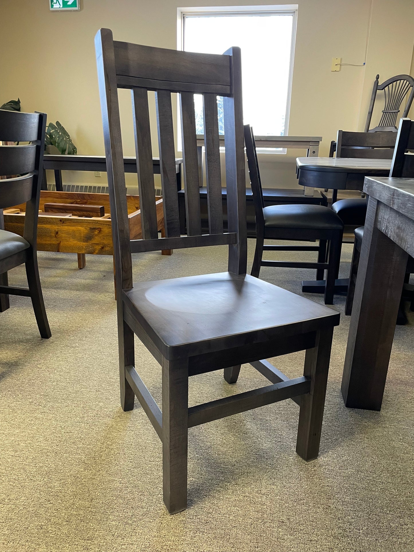 Rustic Pine R449P Harvest Table & 6 Yukon Chairs Smoke Finish S-715