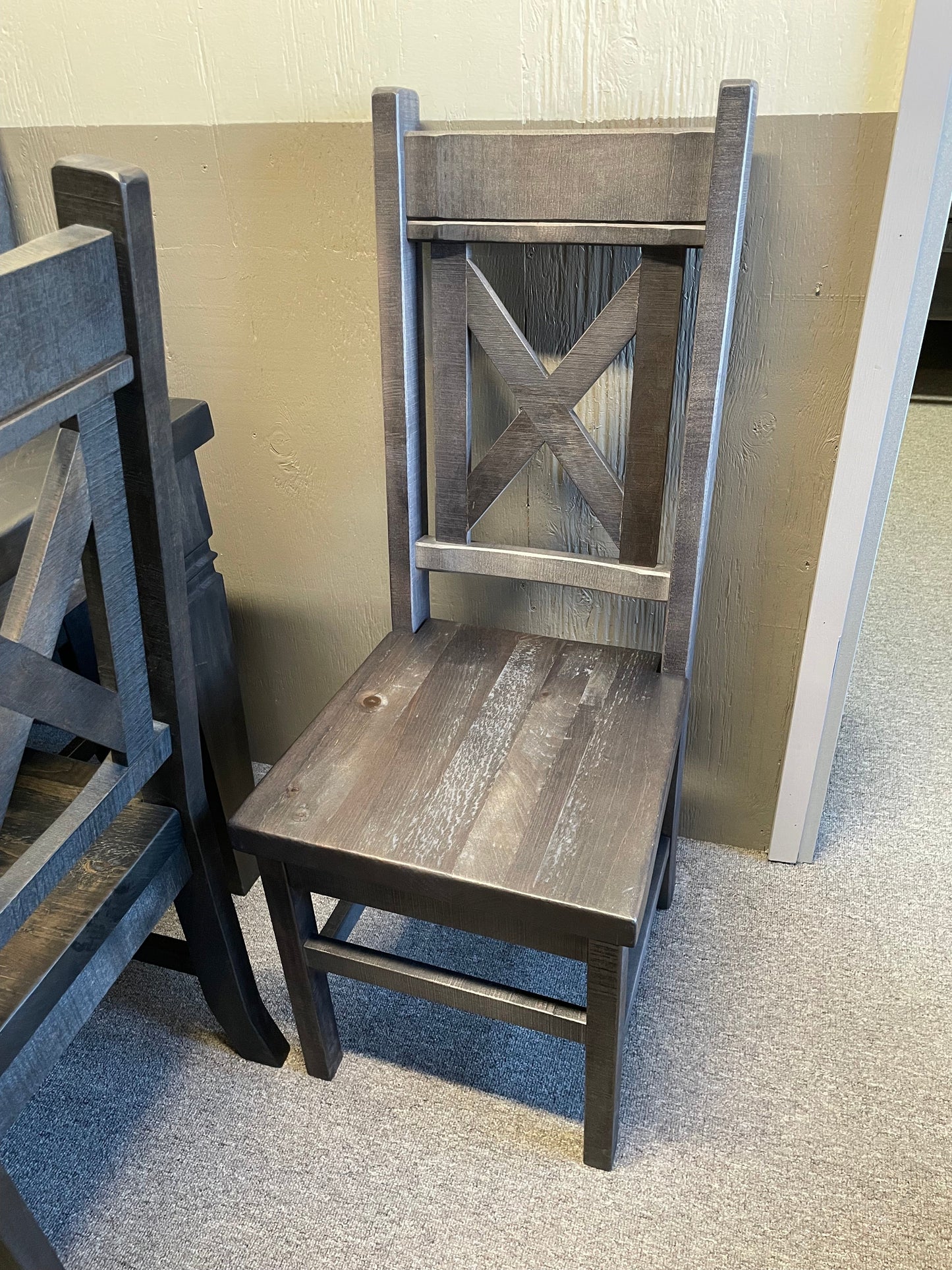 R751B Rustic X Back Chair w/ Rustic Pine Seat in Smoke Finish S-756