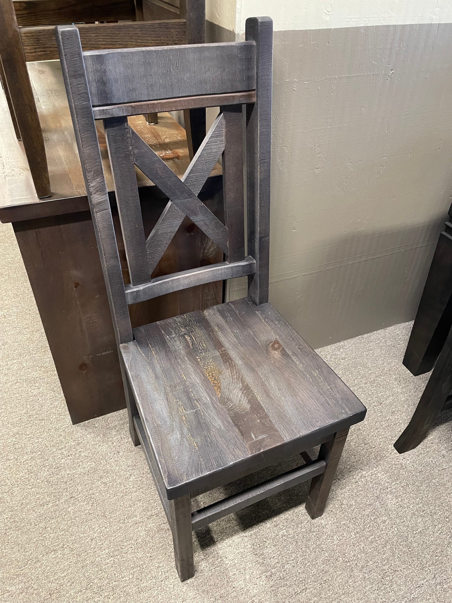 R751B Rustic X Back Chair w/ Rustic Pine Seat in Smoke Finish S-756