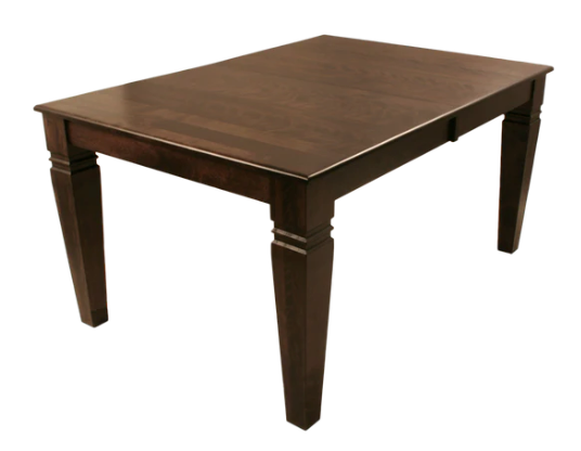 D431B Designer 42x60" with two 18" Leaves - Solid Wood - Birch Top and Smooth Designer Solid Birch Legs. Seats 6-10 people. Manufactured in Edmonton, Alberta, Canada