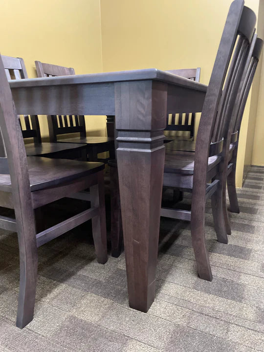 D431B Designer 42x60" with two 18" Leaves - Solid Wood - Birch Top and Smooth Designer Solid Birch Legs. Seats 6-10 people. Manufactured in Edmonton, Alberta, Canada