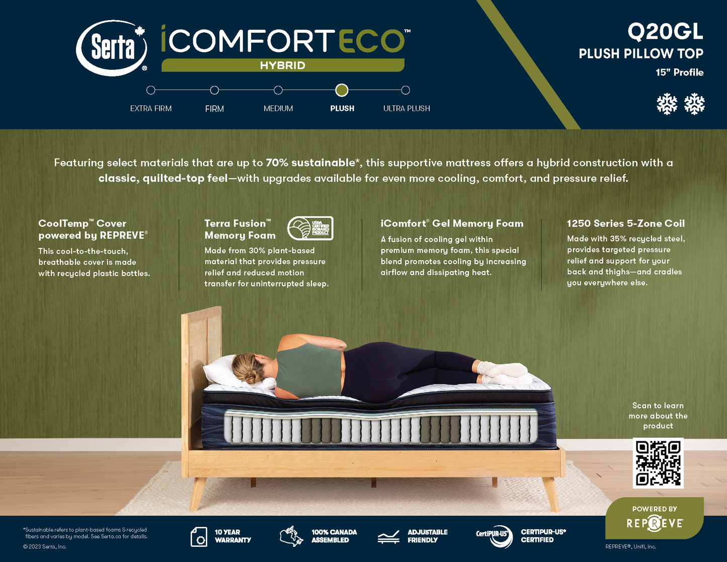 Serta iComfort Hybrid Q20GL Plush Pillow Top 15" Mattress