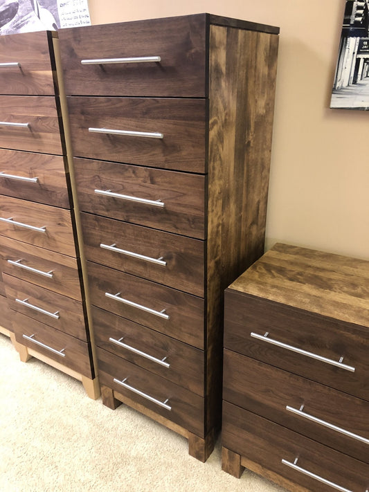 L205W Smooth Walnut and Birch Libra 7 Drawer Chest in Black Walnut Finish C-449