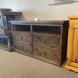 R113P Rustic Pine 4 Drawer Entertainment Center in Ash Finish C-441