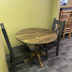 Rustic Birch R418B Drop Leaf Table & 2 Rustic Chairs in Black Walnut and Bourbon Finish S-614