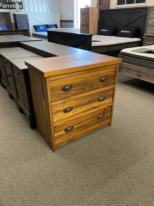 R200P Rustic Pine 3 Drawer Chest in Black Walnut Finish S-456