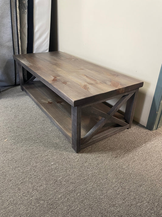 Rustic Pine X Style Coffee Table in Ash Finish C-468