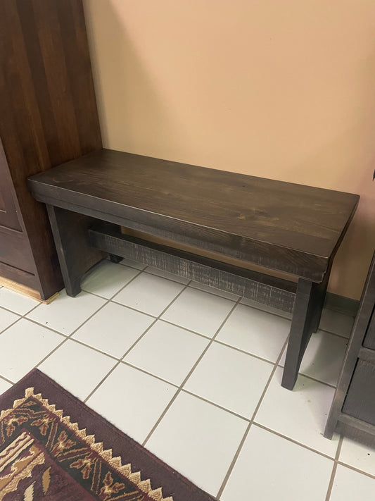 Rustic 081B Birch Bench with Rustic Pine Seat in Ebony Finish S-518