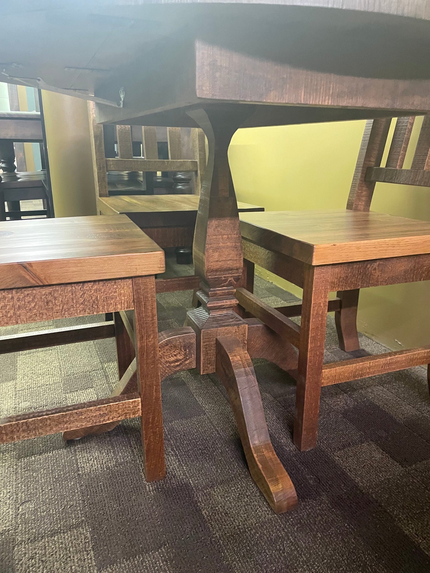 Rustic Birch R418B Drop Leaf Table & 4 Rustic Slat Back Chairs in Black Walnut Finish S-519