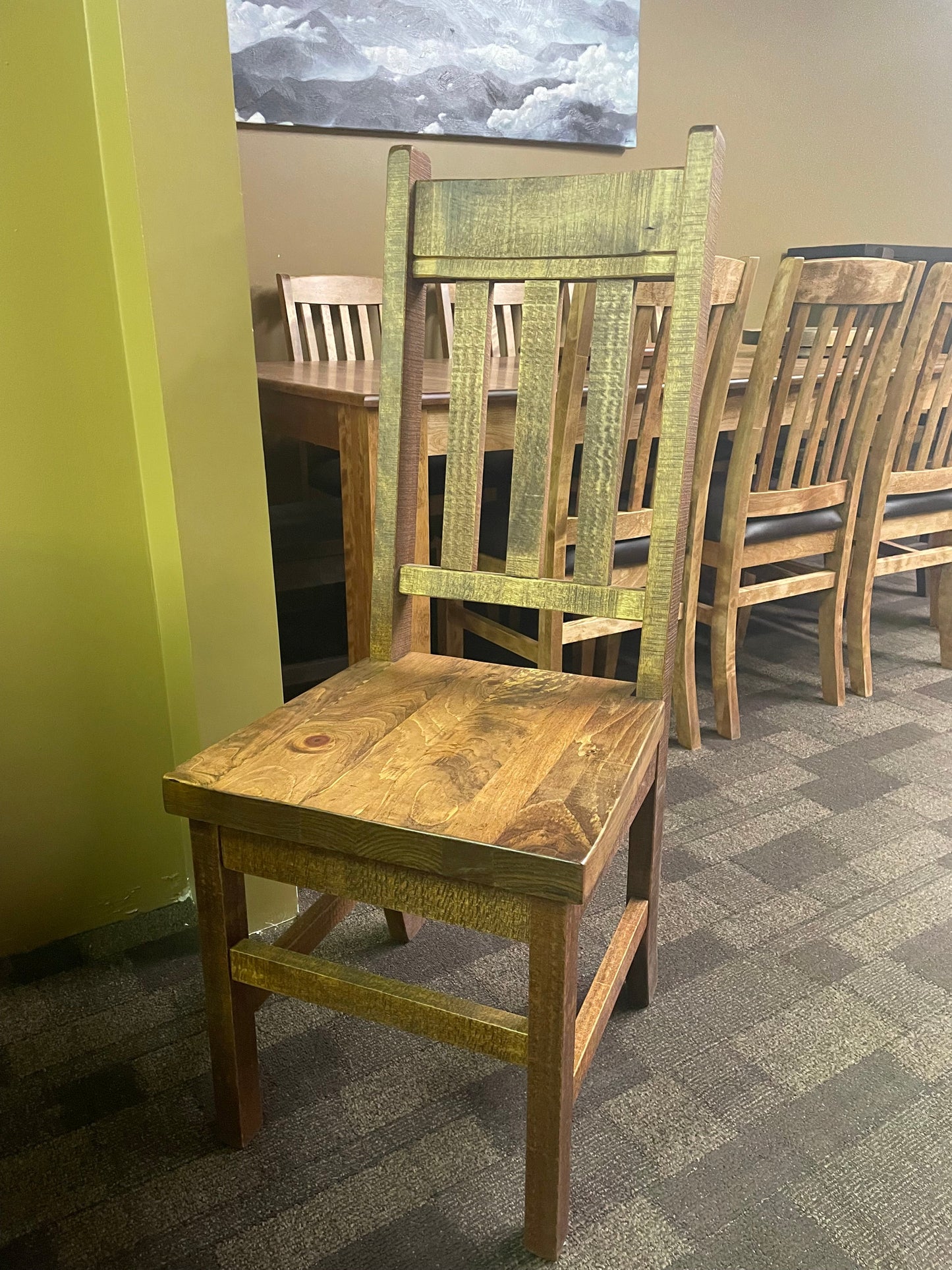 Rustic Birch R418B Drop Leaf Table & 4 Rustic Slat Back Chairs in Black Walnut Finish S-519