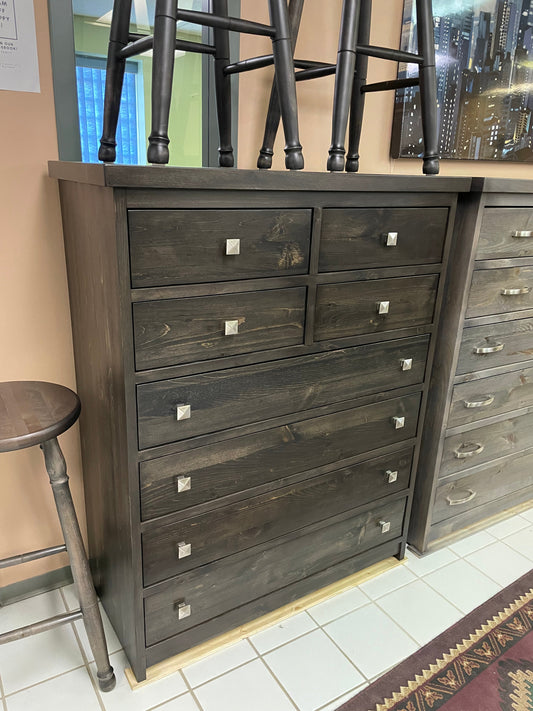 R206AP Rustic Pine 8 Drawer Chest in Ebony Finish S-540