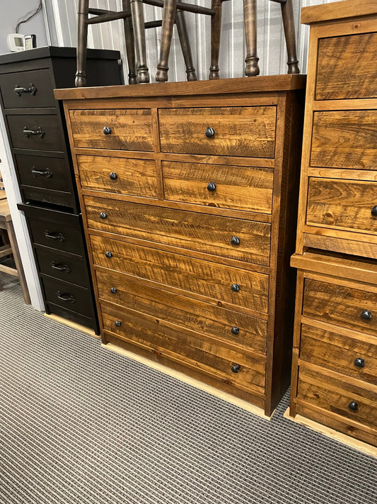 R206AP Rustic Pine 8 Drawer Chest in Black Walnut Finish S-555