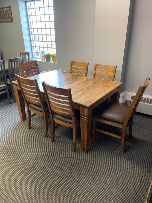 Smooth Birch D431B Harvest Table & 6 624B Chairs in Black Walnut Finish S-617