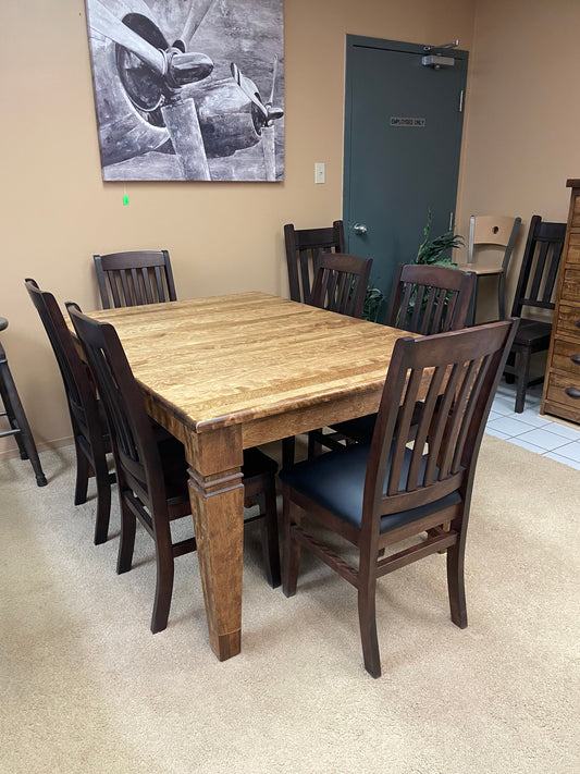 Smooth Birch D431B Harvest Table 5/4 in Black Walnut Finish  & 6 761B Chairs in Scotch Finish S-700