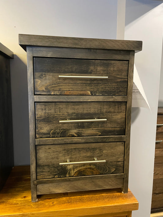 R163P Rustic Pine 3 Drawer Nightstand in Rome Finish S-736