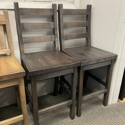 R825B Rustic Birch Ladder-Back 24" Stool with Rustic Pine Seat in Smoke Finish S-211
