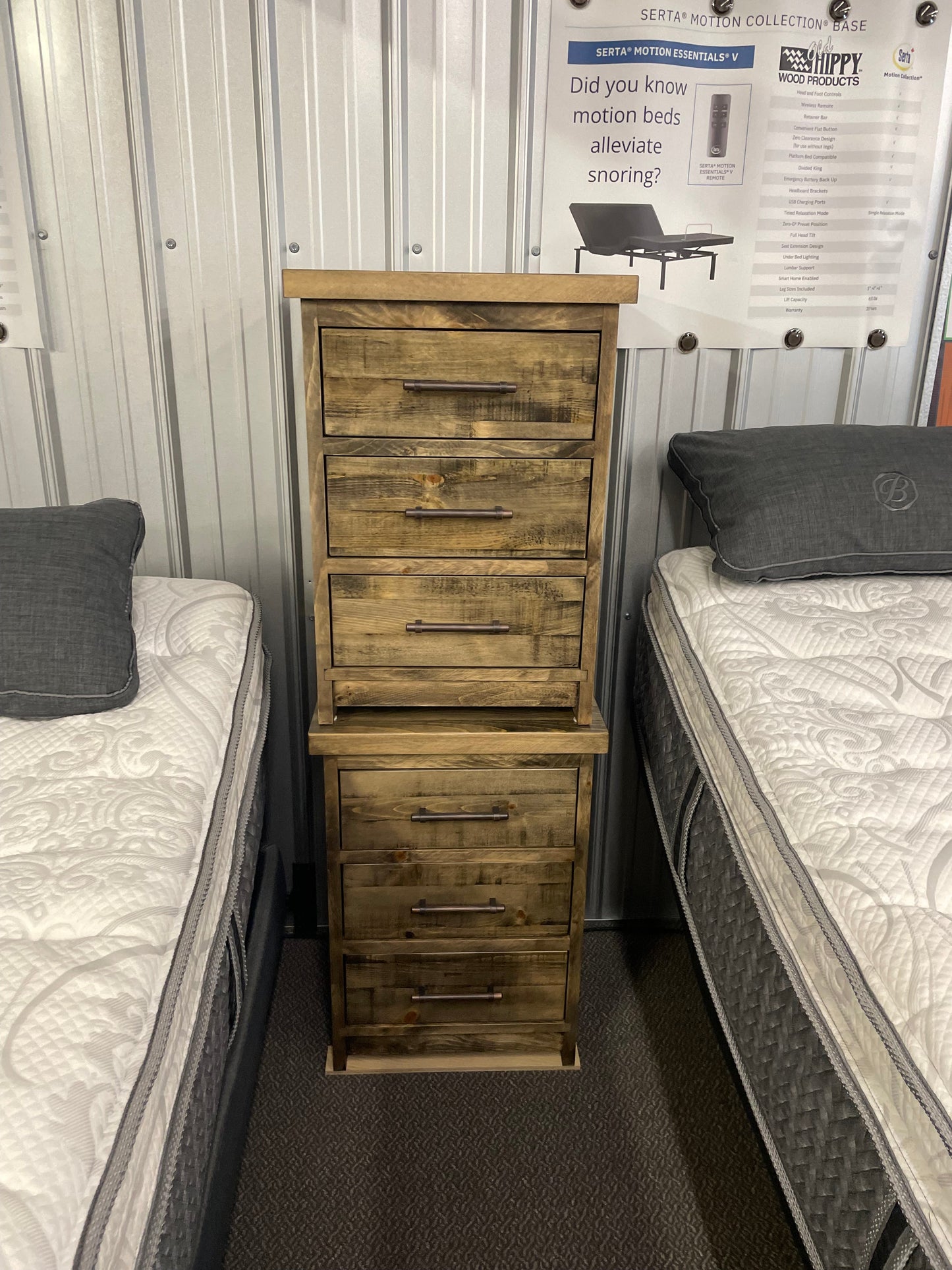 R163P Rustic Pine 3 Drawer Nightstand in Lowry Finish S-748