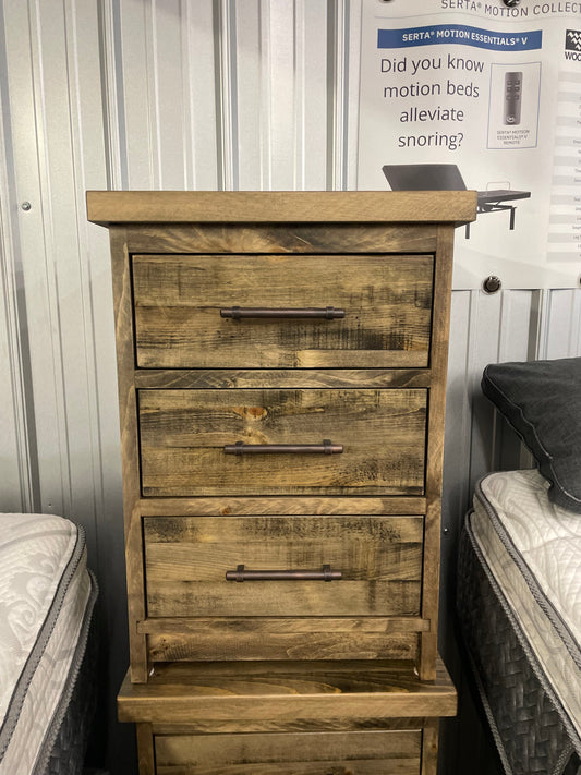 R163P Rustic Pine 3 Drawer Nightstand in Lowry Finish S-748