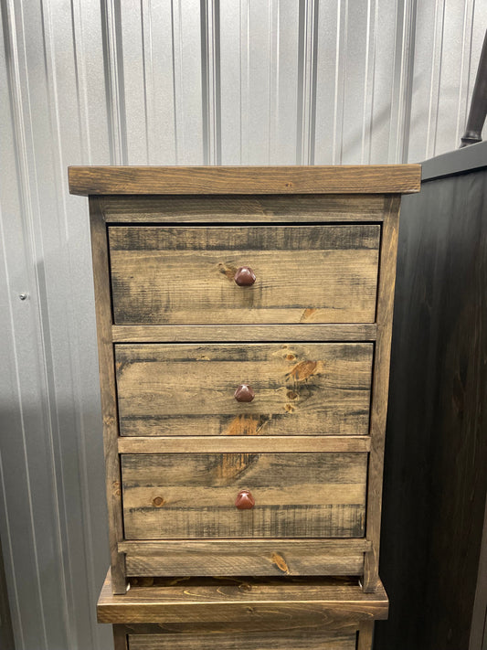 R163P Rustic Pine 3 Drawer Nightstand in Rome Finish S-749