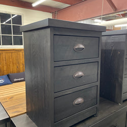 R163P Rustic Pine 3 Drawer Nightstand in Ebony Finish S-750