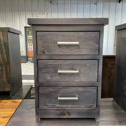 R163P Rustic Pine 3 Drawer Nightstand in Smoke Finish S-751
