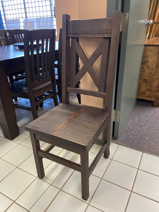 R751B Rustic X Back Chair w/ Rustic Birch Seat in Bourbon Finish S-755