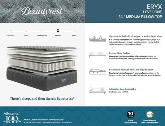 Beautyrest Tier 1 Eryx Medium Pillow Top 14" Mattress
