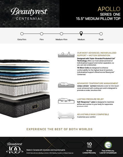 Beautyrest Centennial Tier 1 Apollo Medium Pillow Top 15.5" Mattress