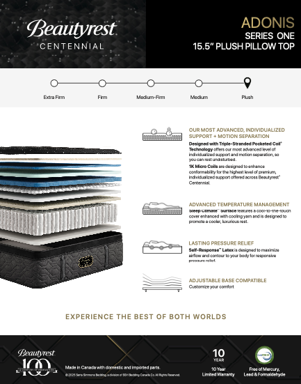 Beautyrest Centennial Tier 1 Adnois Plush Pillow Top 15.5" Mattress
