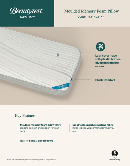 Beautyrest Harmony Moulded Memory Foam Pillow