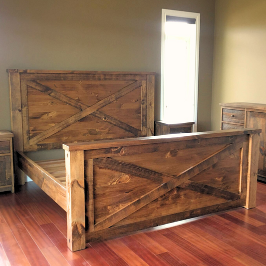 Rustic Barn Door Bed High Footboard