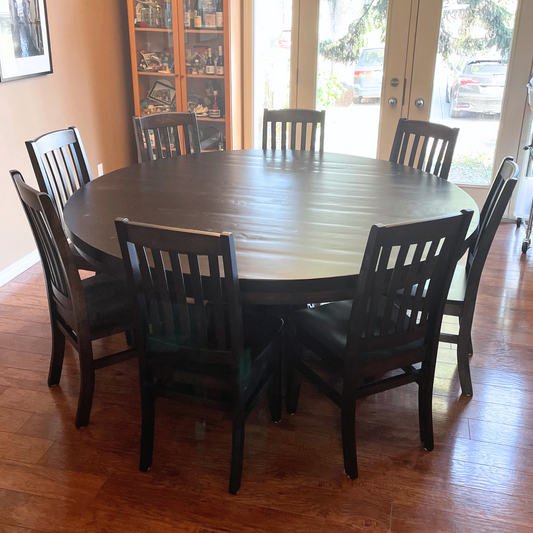 Rustic Pine Top with Smooth Birch Bottom Round 72" Pedestal Table