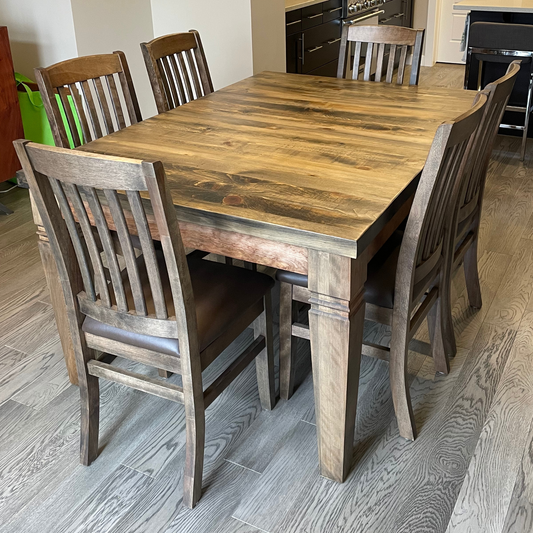 Rustic Pine Top with Smooth Birch Bottom 42"x60" Legged Table