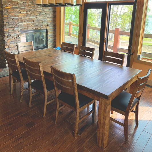 Rustic Pine Top with Smooth Birch Bottom 42"x96" Legged Table