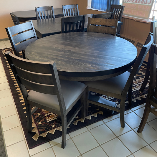 Rustic Pine Top with Smooth Birch Bottom Round Table 42" Pedestal Table